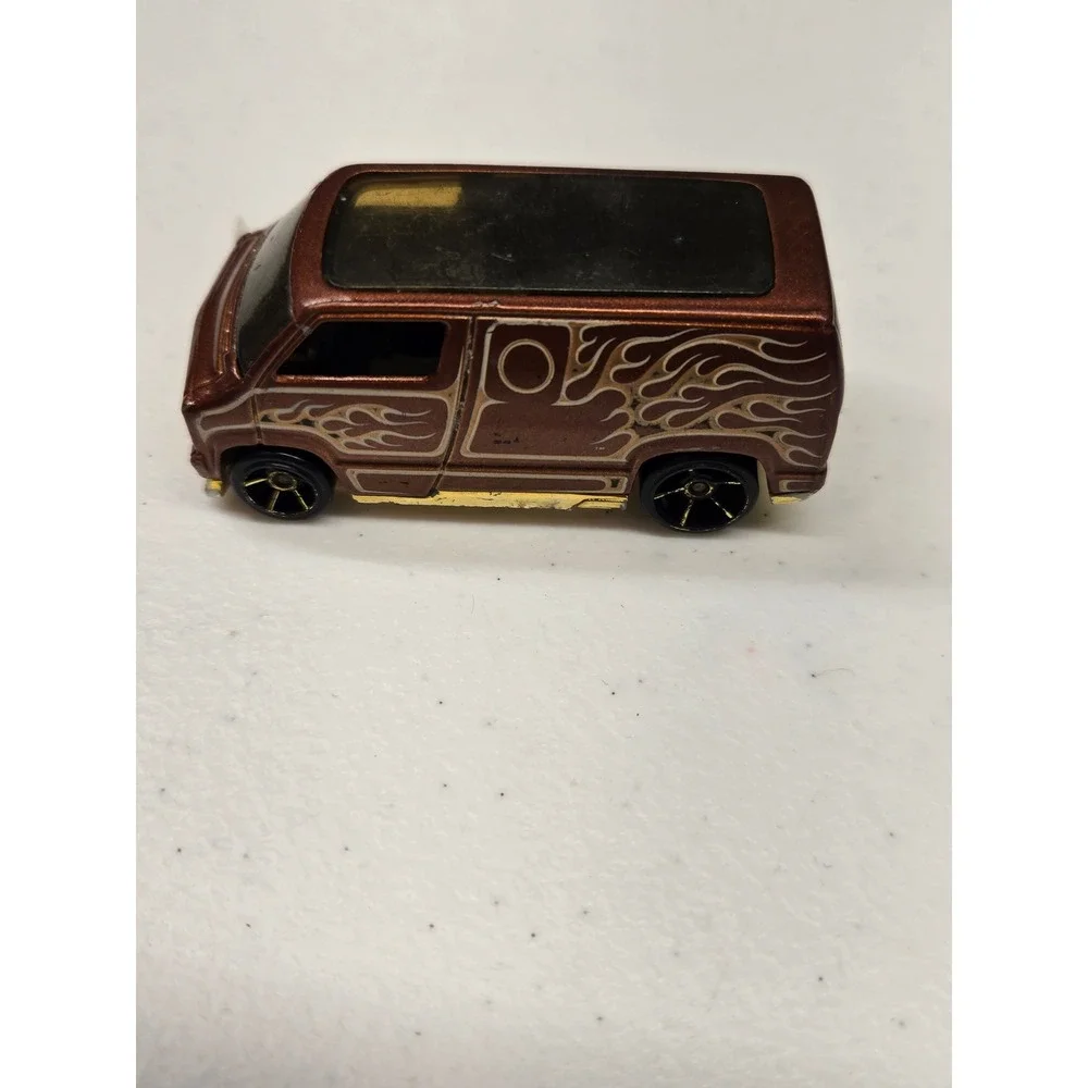 Hot Wheels Custom 77 Dodge Van Brown Gold Flame Diecast Toy Car 2007 Malaysia